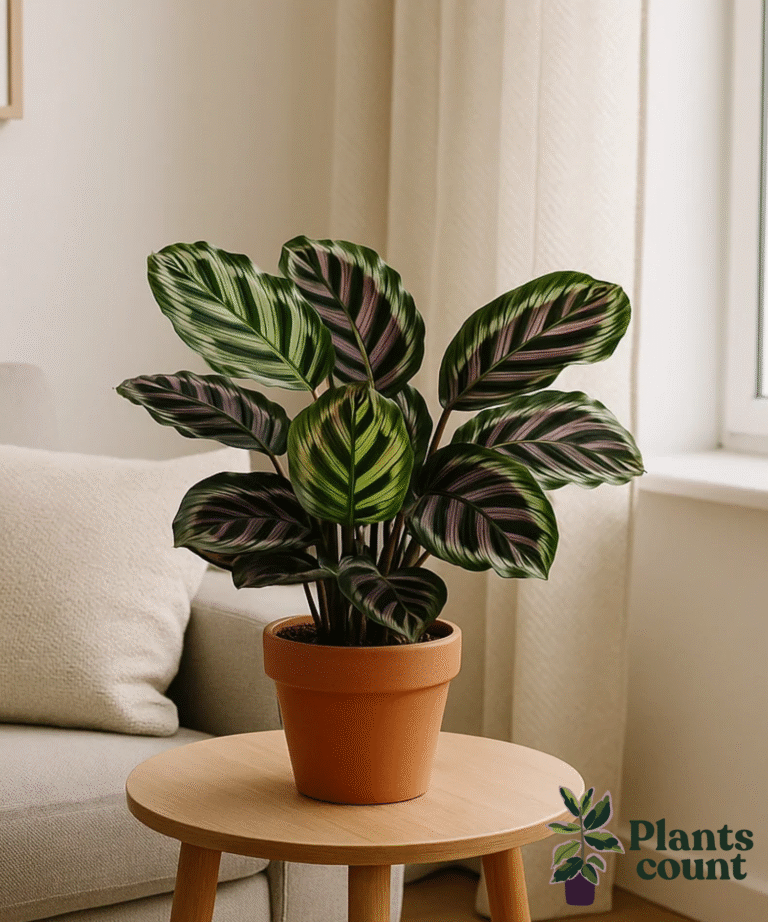 Calathea kamerplant met groene bladeren – de levende plant in interieur