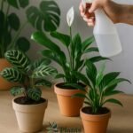 Tropische kamerplanten zoals Calathea en Monstera die profiteren van een hogere luchtvochtigheid binnenshuis.